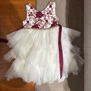 American Princess Ivory and Burgundy Dress
